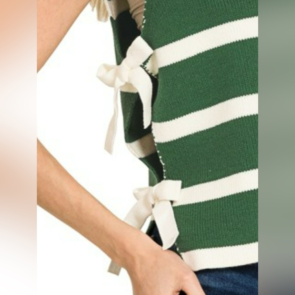 Zenana Side Tie Stripe Sweater Vest - Picture 3 of 3